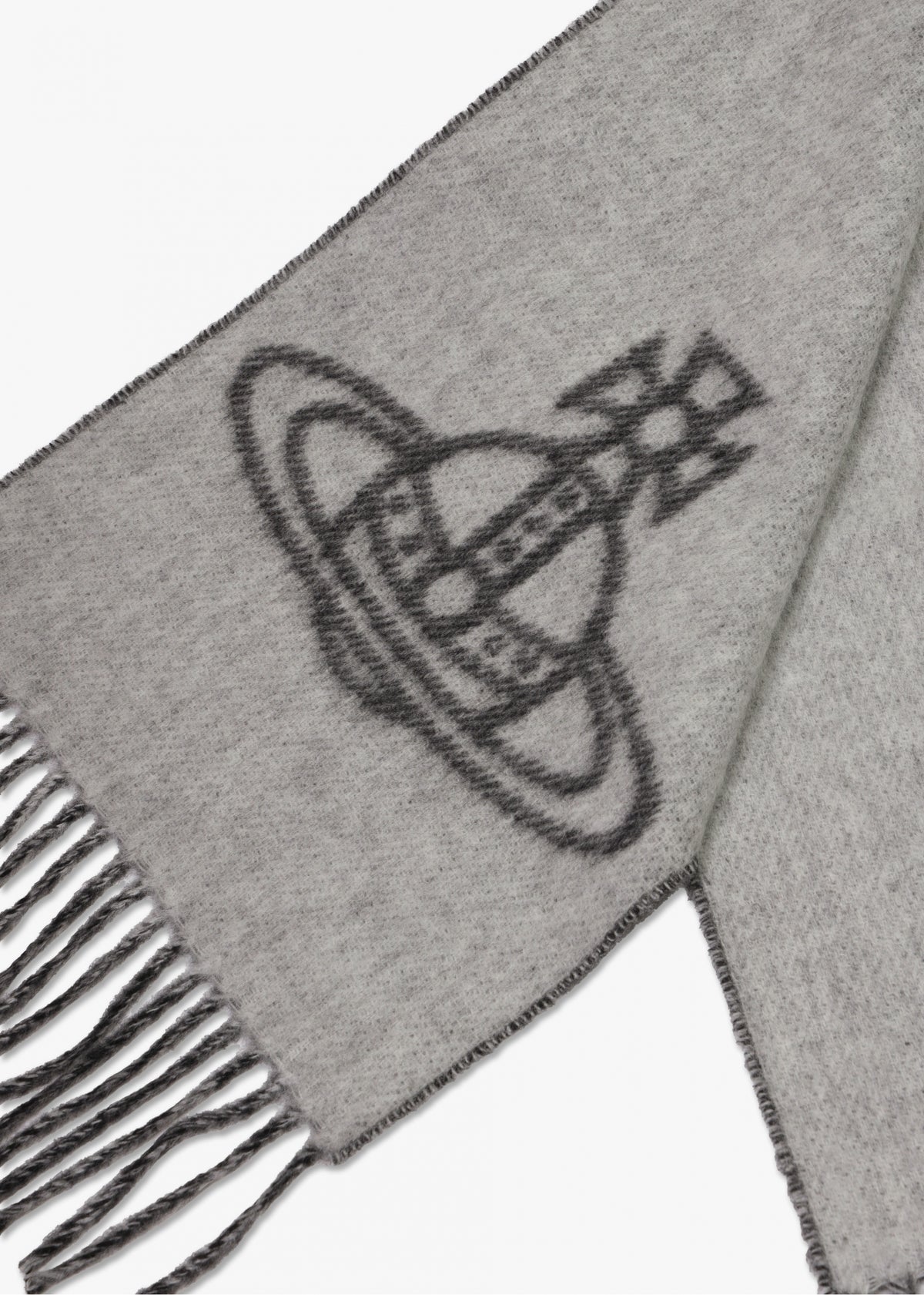 Unisex Double Logo Black Wool Scarf