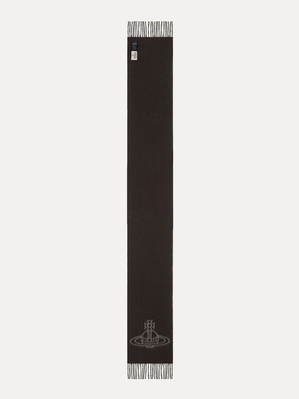 Unisex Double Logo Off White Wool Scarf