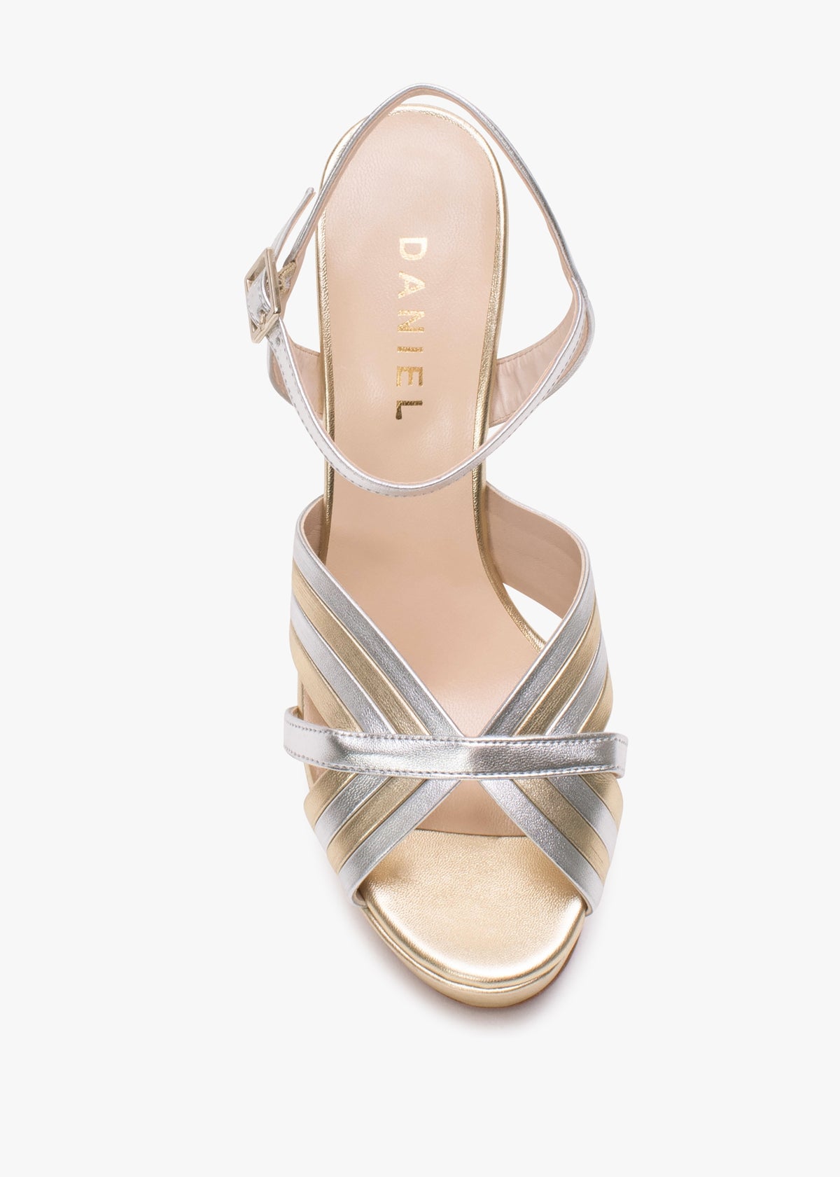 Avery Gold & Silver Leather Platform Heeled Sandals