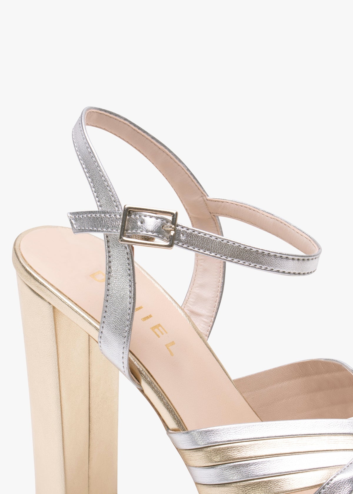 Avery Gold & Silver Leather Platform Heeled Sandals