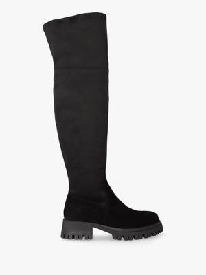Larisa Black Suede Stretch Over The Knee Boots