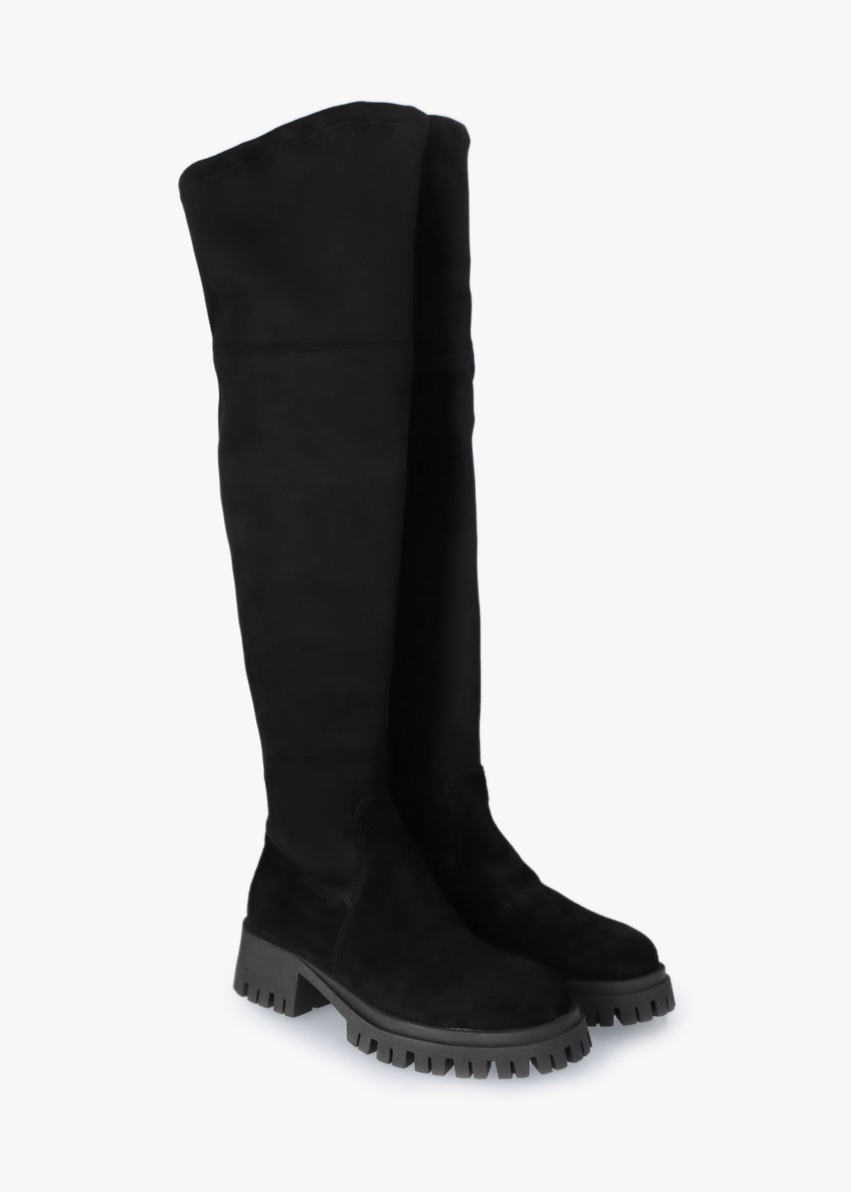 Larisa Black Suede Stretch Over The Knee Boots