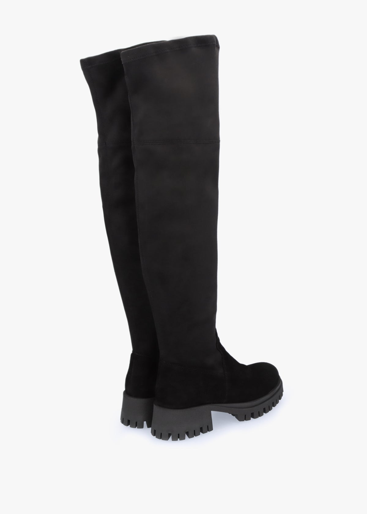 Larisa Black Suede Stretch Over The Knee Boots