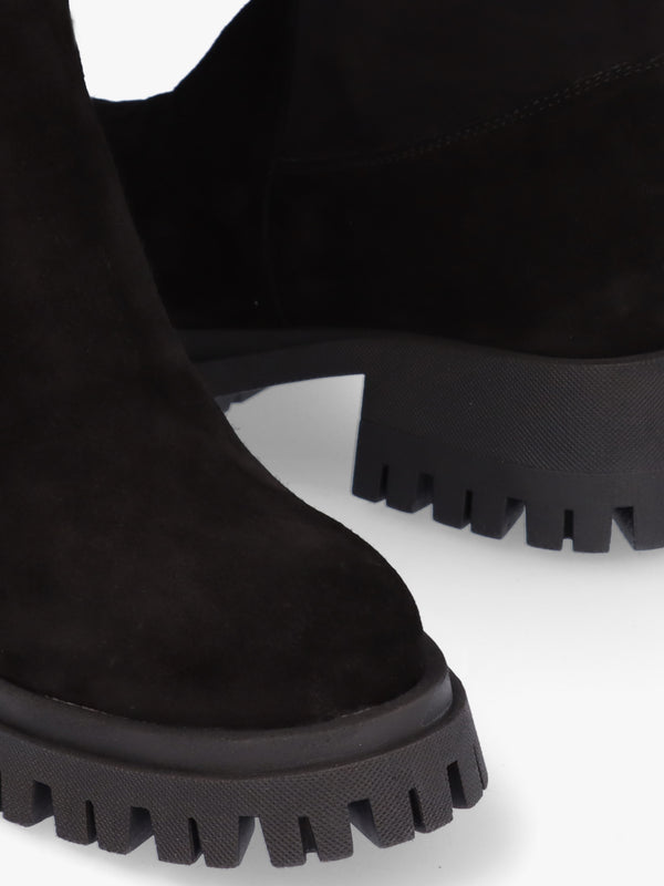 Larisa Black Suede Stretch Over The Knee Boots