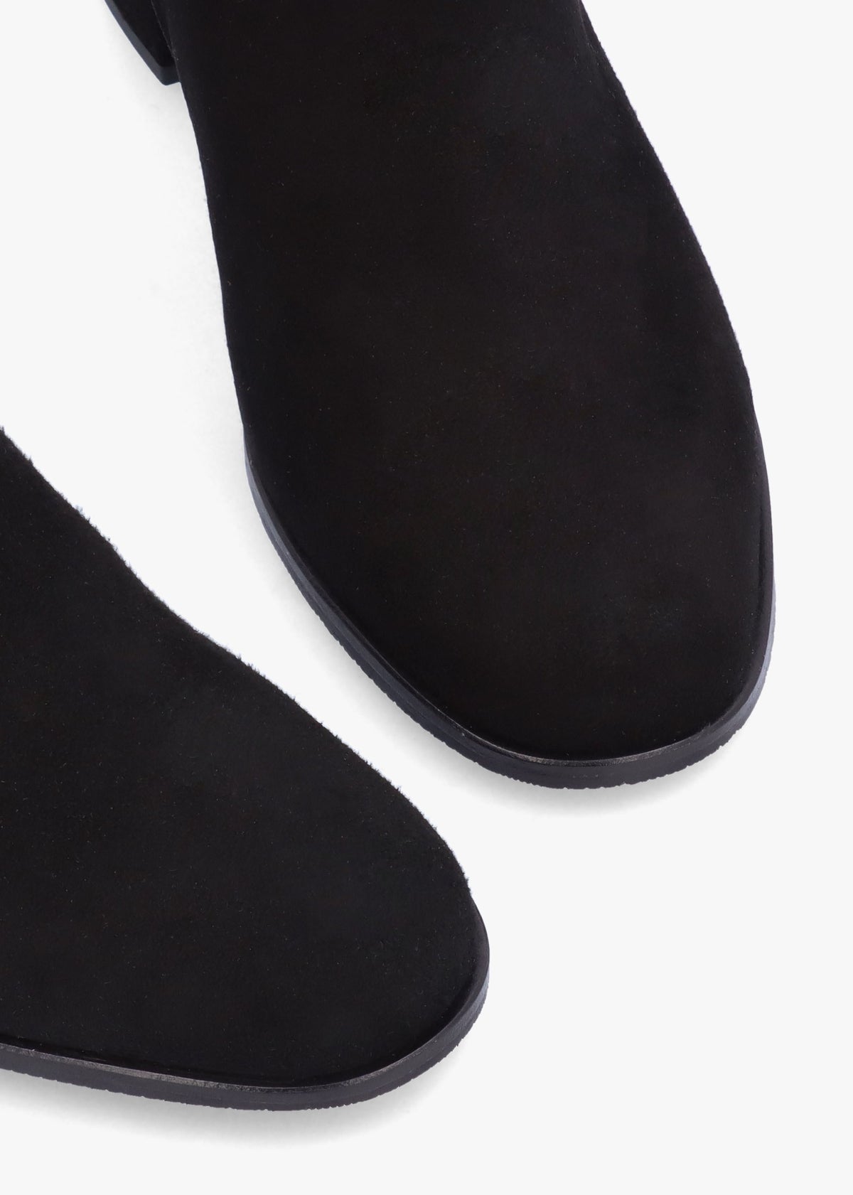 Pearl Black Suede Block Heel Ankle Boots