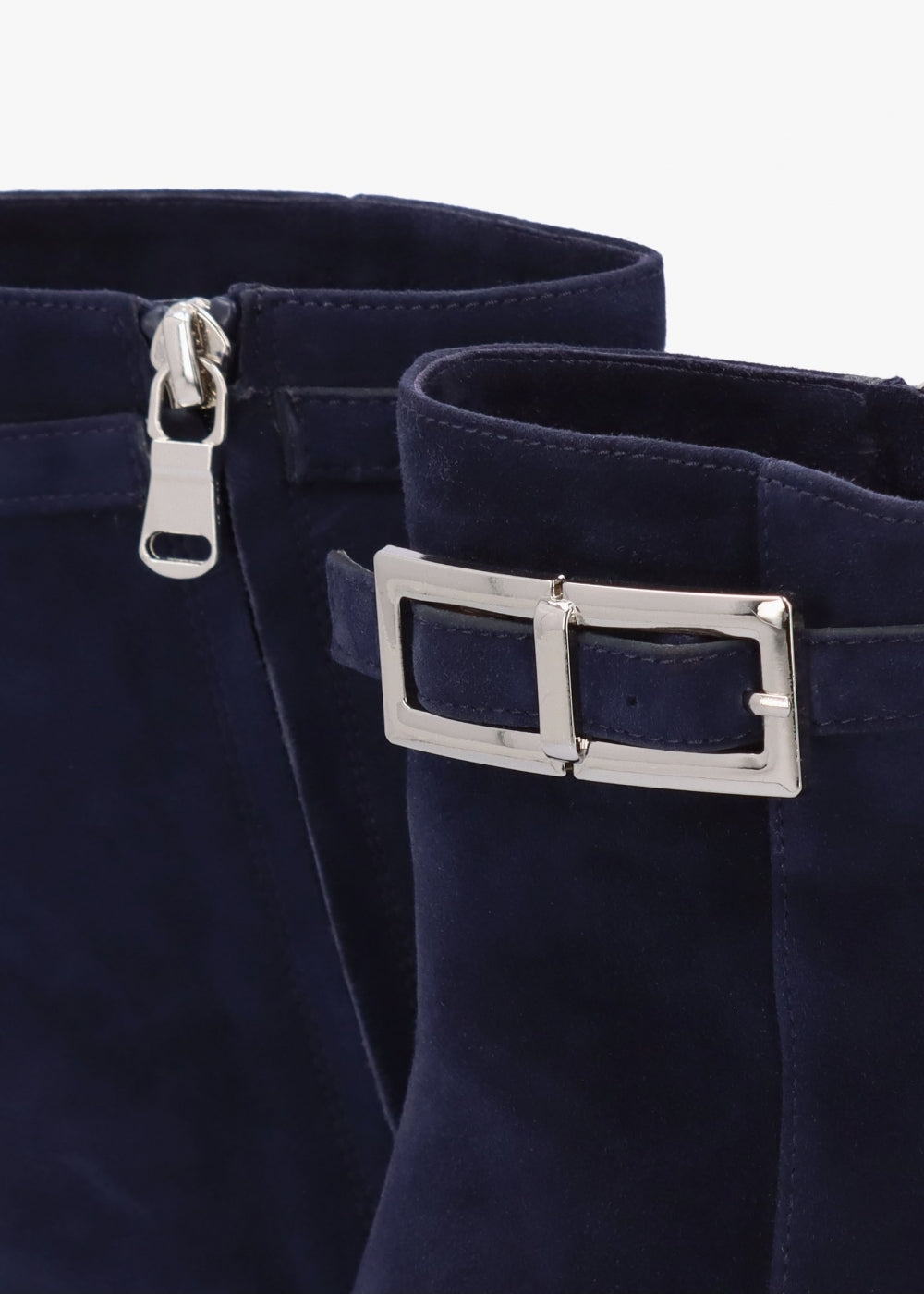 Pearl Navy Suede Block Heel Ankle Boots