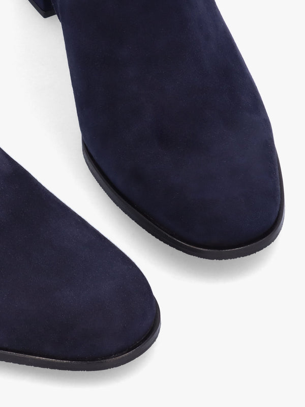Pearl Navy Suede Block Heel Ankle Boots