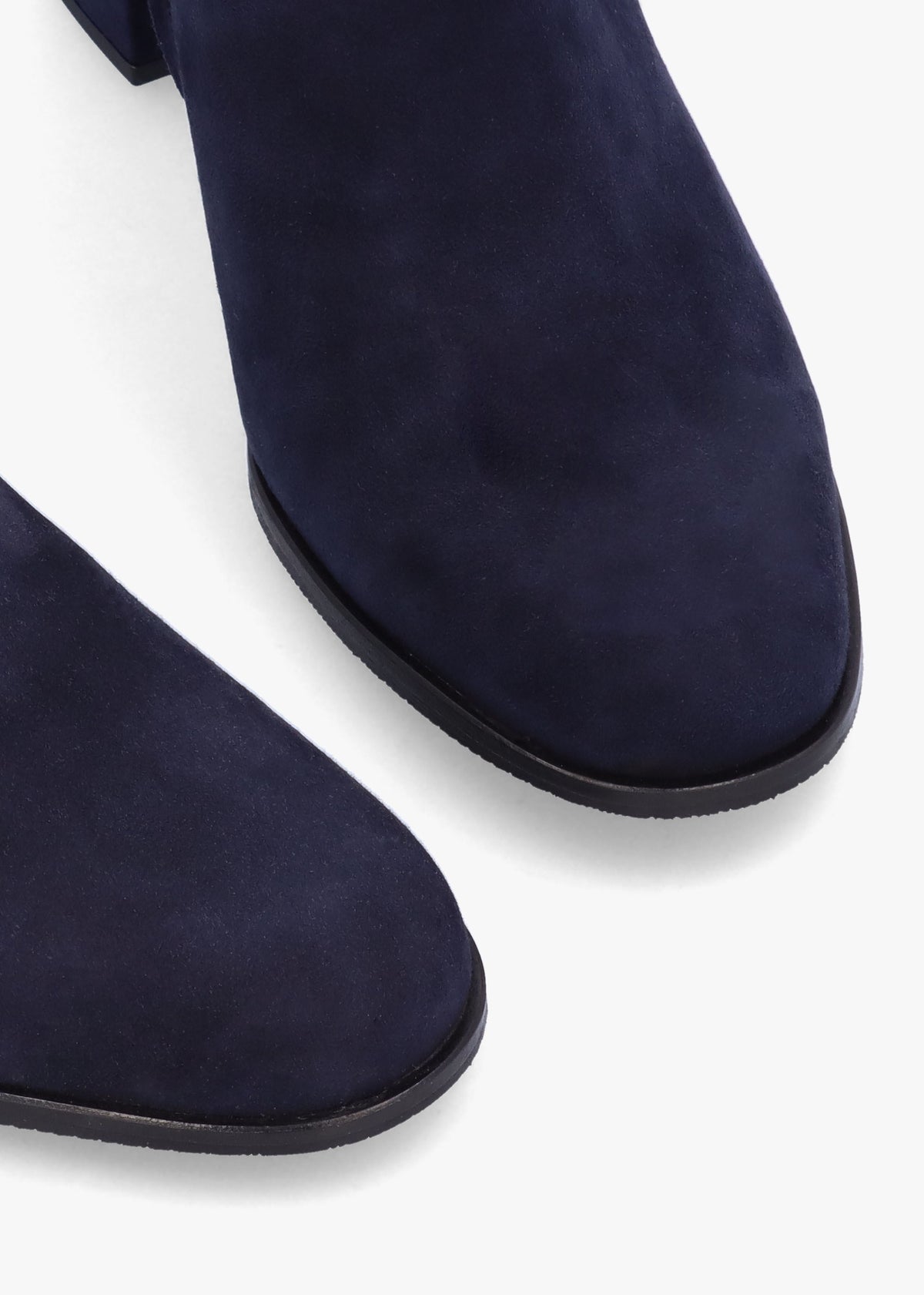 Pearl Navy Suede Block Heel Ankle Boots