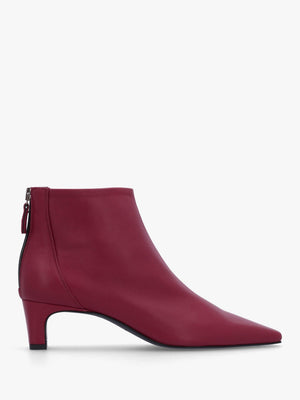 Sedda Burgundy Leather Low Heel Ankle Boots
