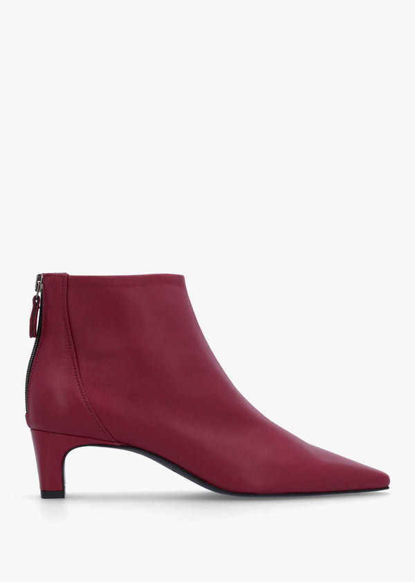 Sedda Burgundy Leather Low Heel Ankle Boots