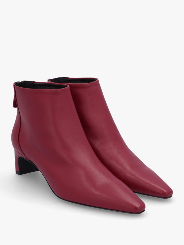 Sedda Burgundy Leather Low Heel Ankle Boots