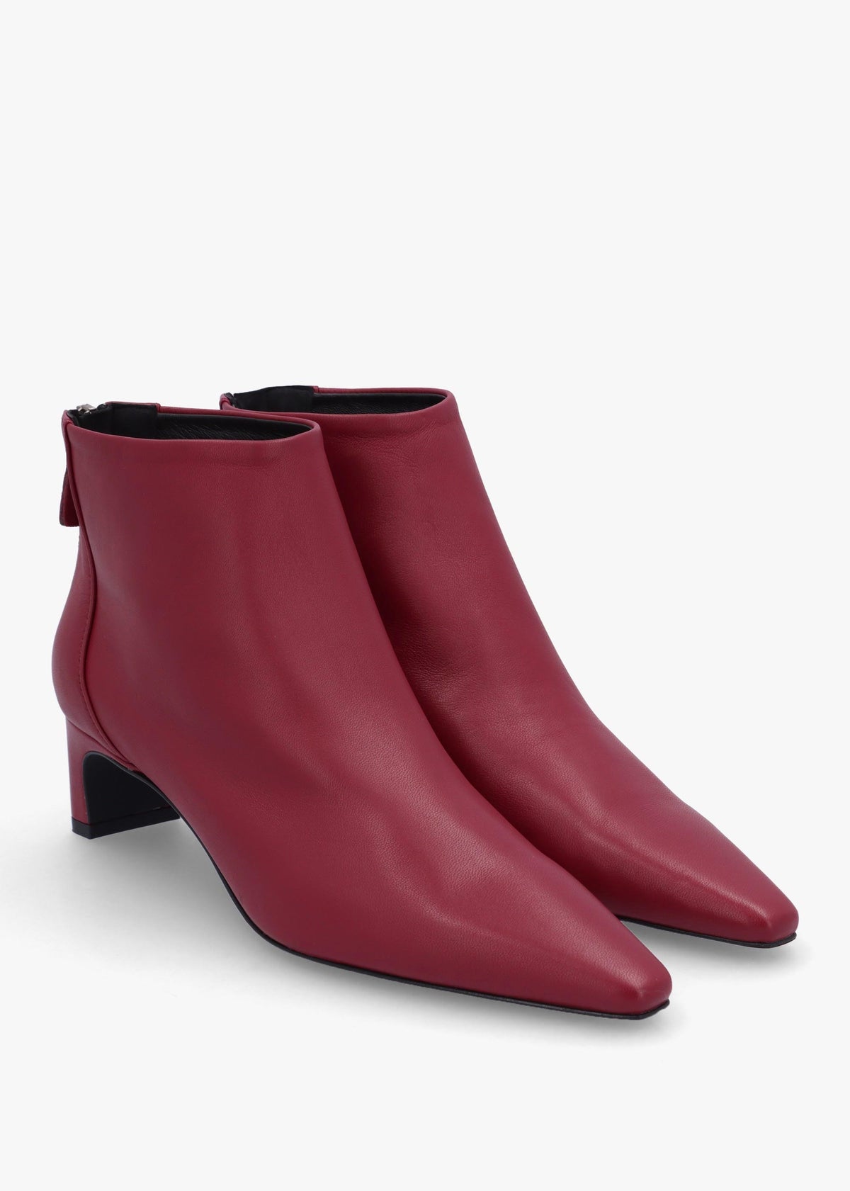 Sedda Burgundy Leather Low Heel Ankle Boots