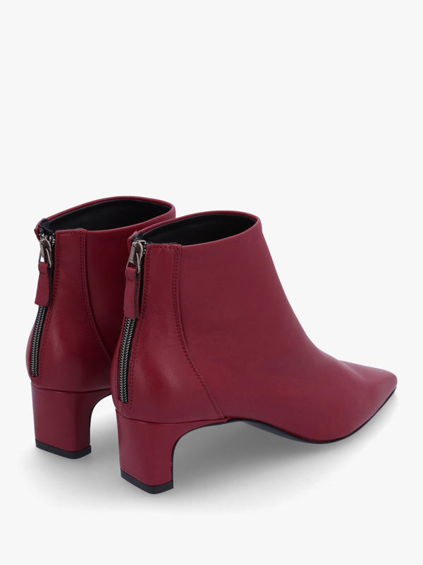 Sedda Burgundy Leather Low Heel Ankle Boots