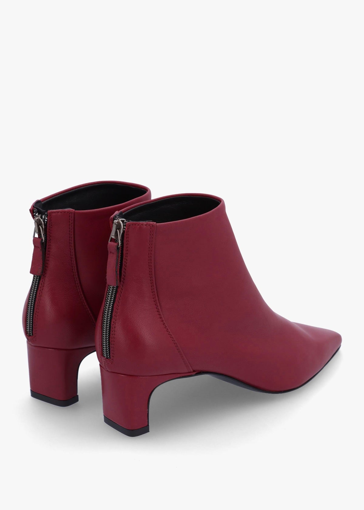 Sedda Burgundy Leather Low Heel Ankle Boots
