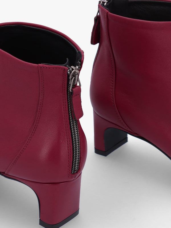Sedda Burgundy Leather Low Heel Ankle Boots