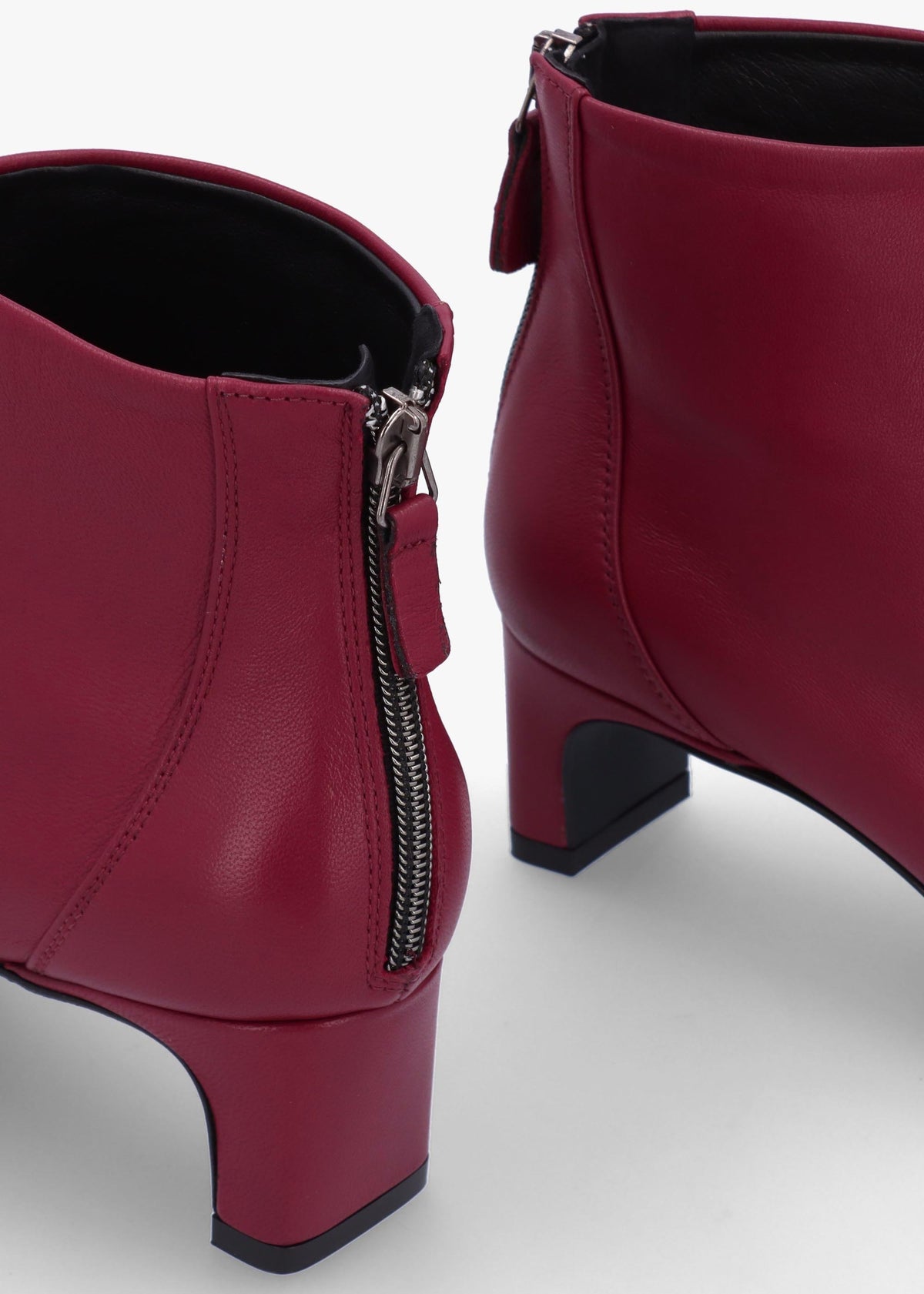 Sedda Burgundy Leather Low Heel Ankle Boots