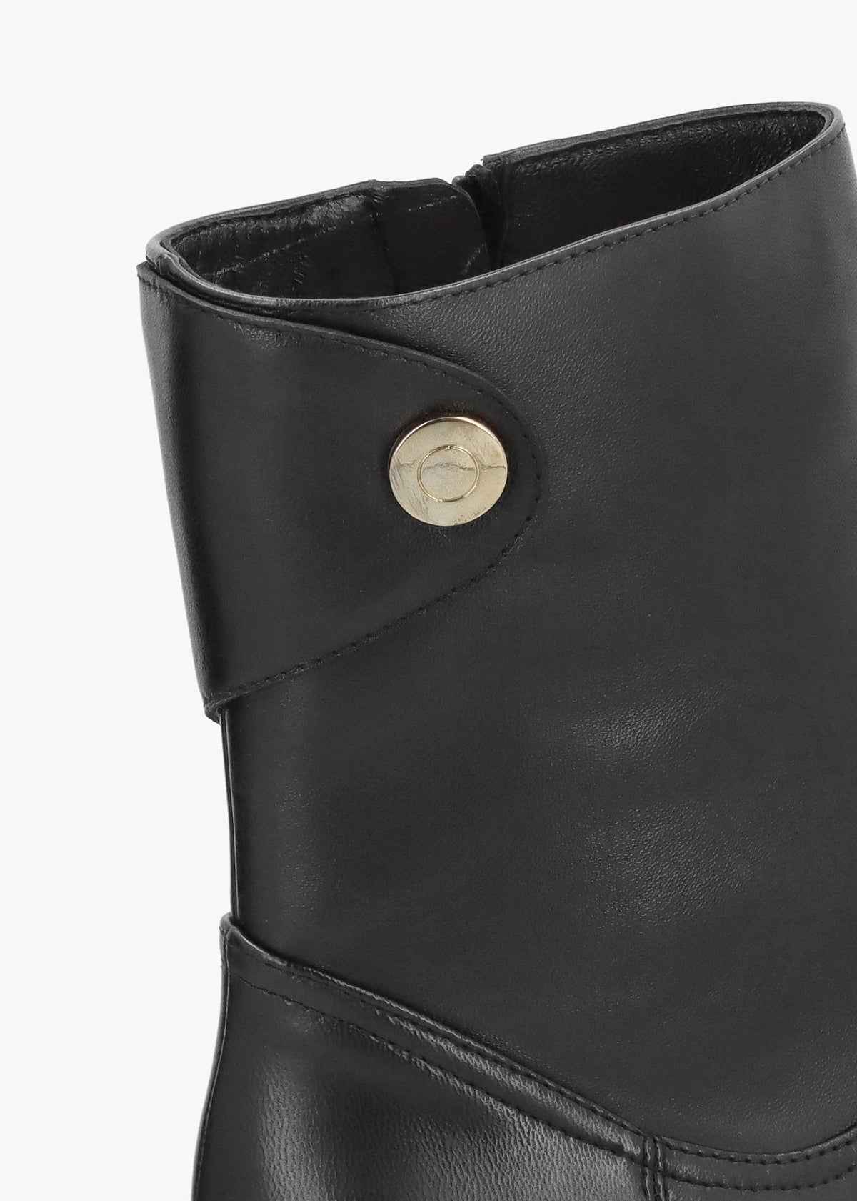 Payton Black Leather Block Heel Ankle Boots