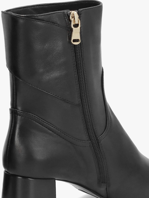 Payton Black Leather Block Heel Ankle Boots