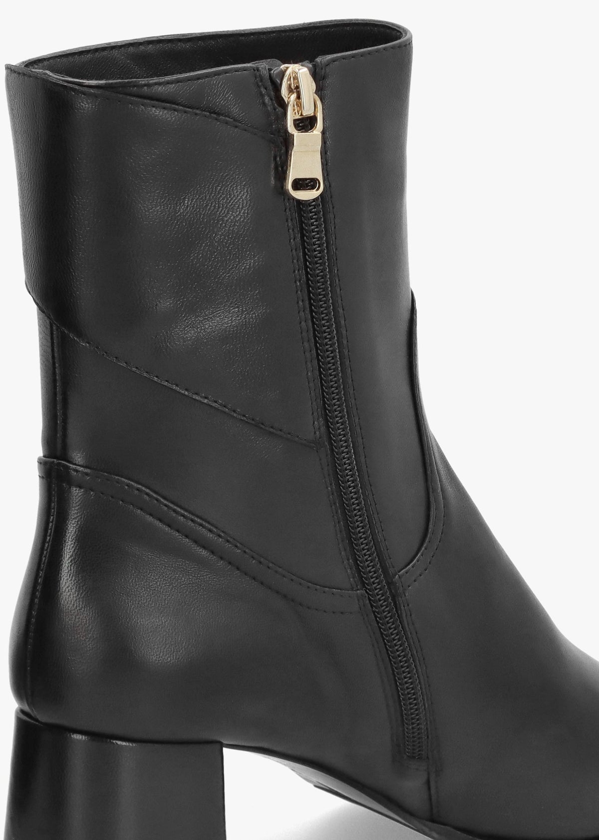 Payton Black Leather Block Heel Ankle Boots