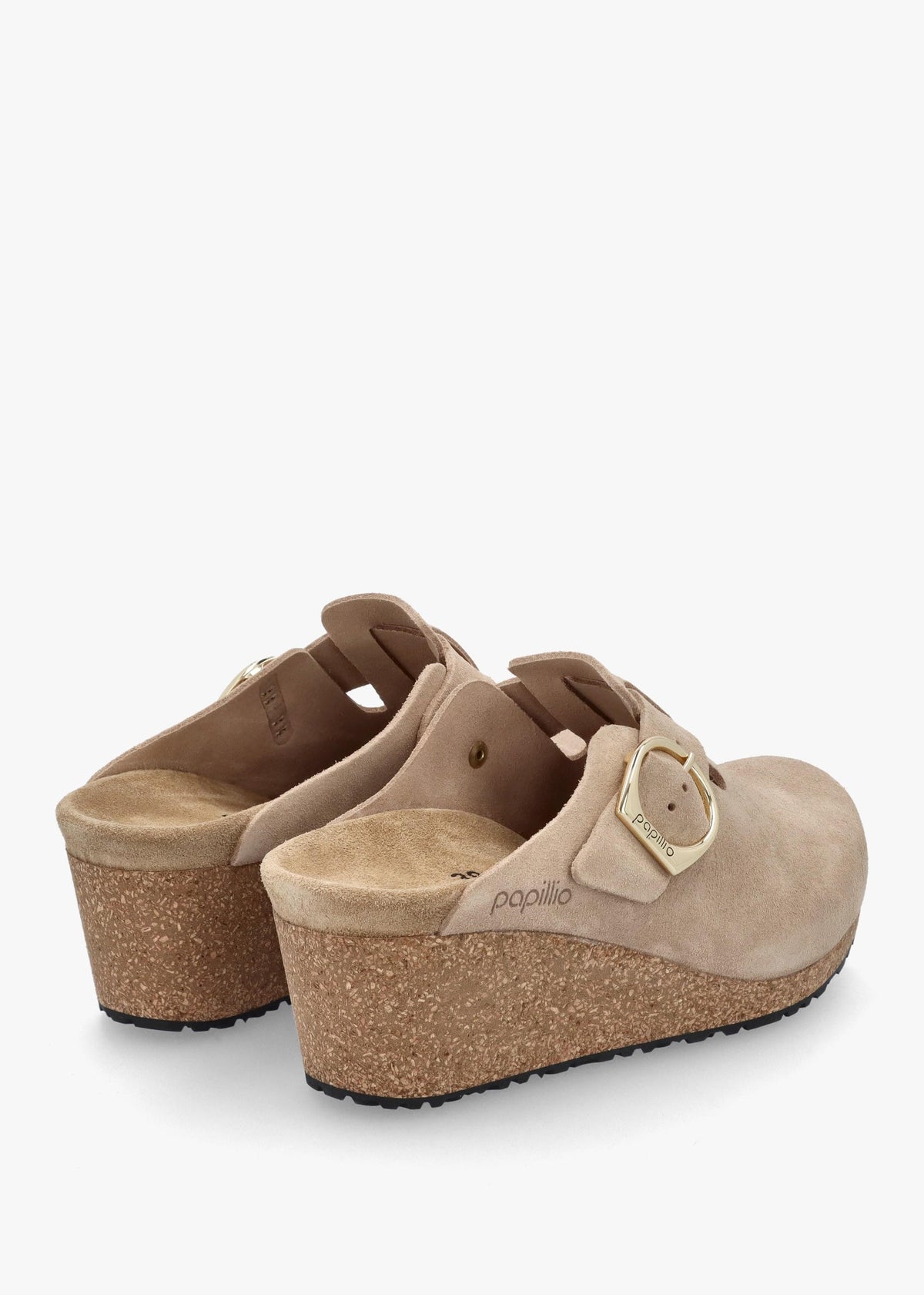 Fanny Ring Buckle Warm Sand Nubuck Wedge Mules