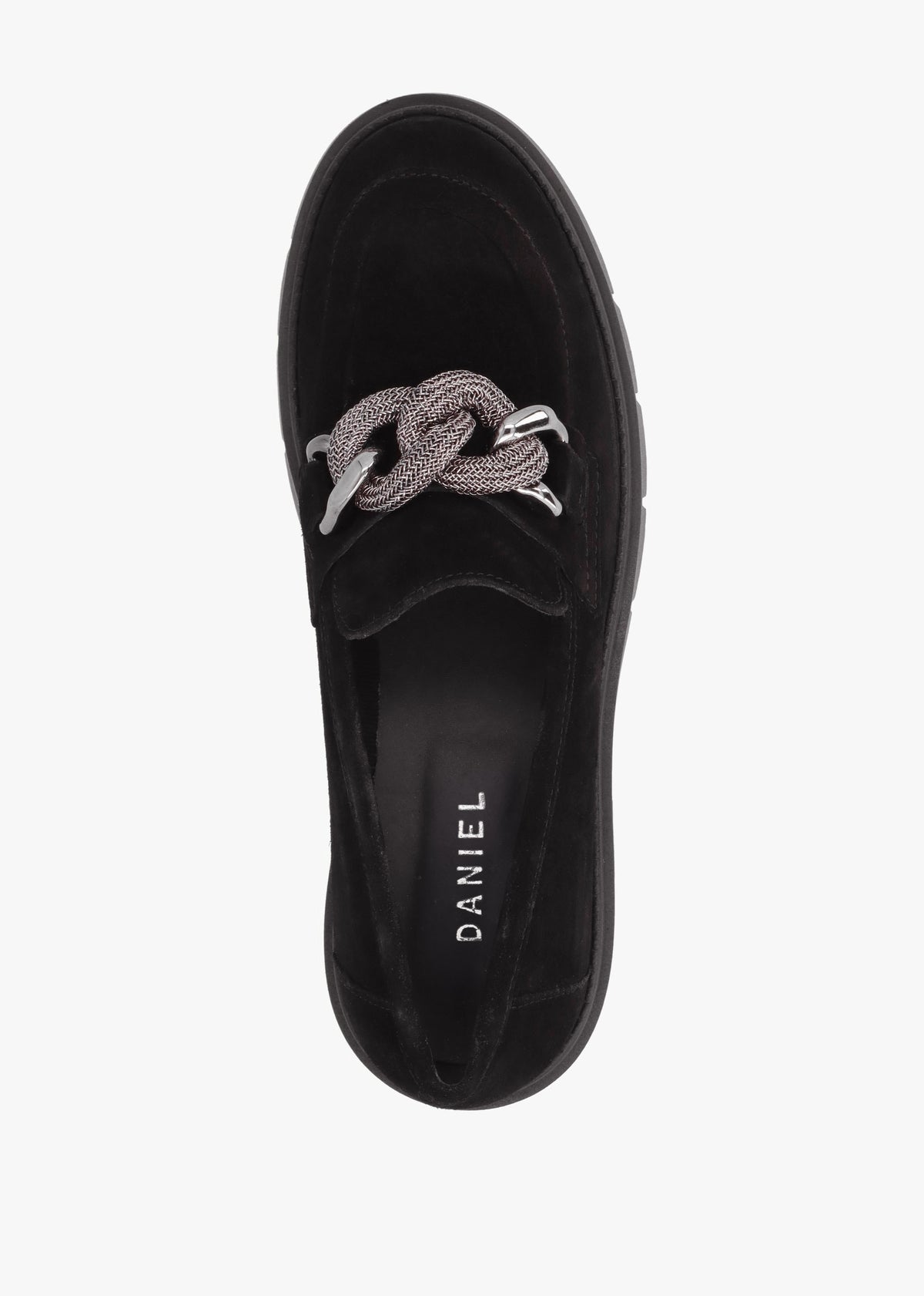 Lisbon Black Suede Link Chain Chunky Loafers
