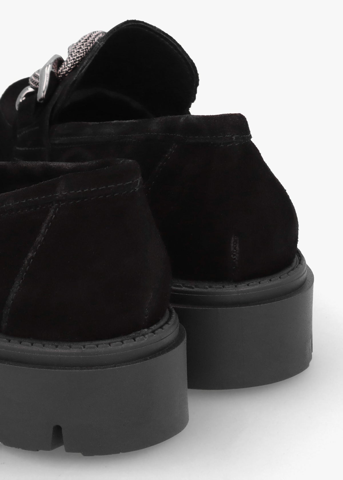 Lisbon Black Suede Link Chain Chunky Loafers