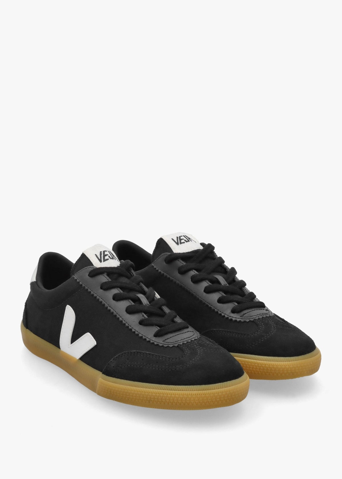Men' Volley Black White Natural Canvas Trainers