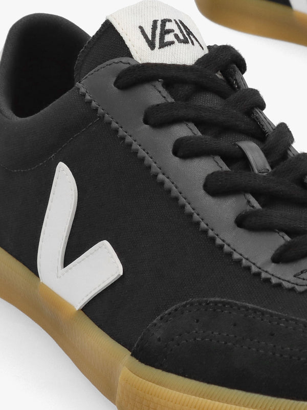 Men' Volley Black White Natural Canvas Trainers