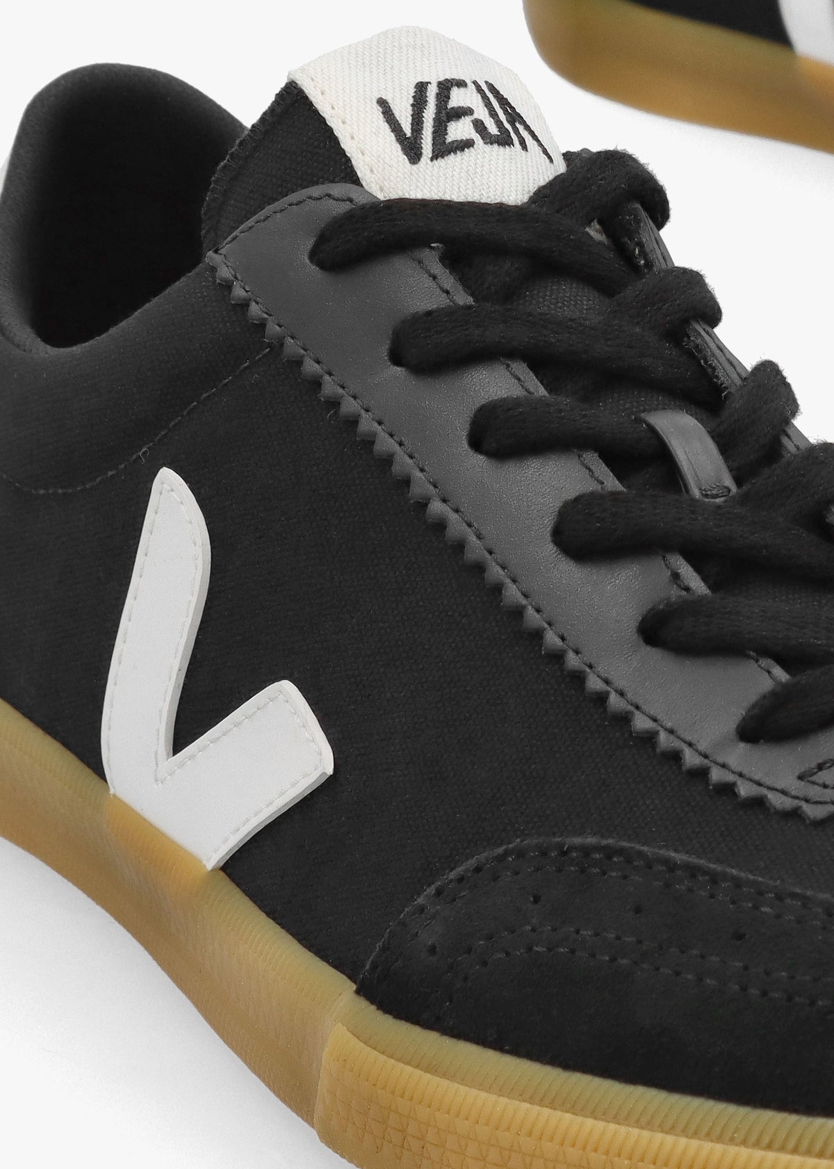 Men' Volley Black White Natural Canvas Trainers