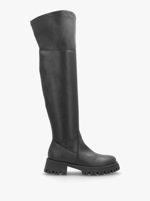 Larisa Black Leather Stretch Over The Knee Boots