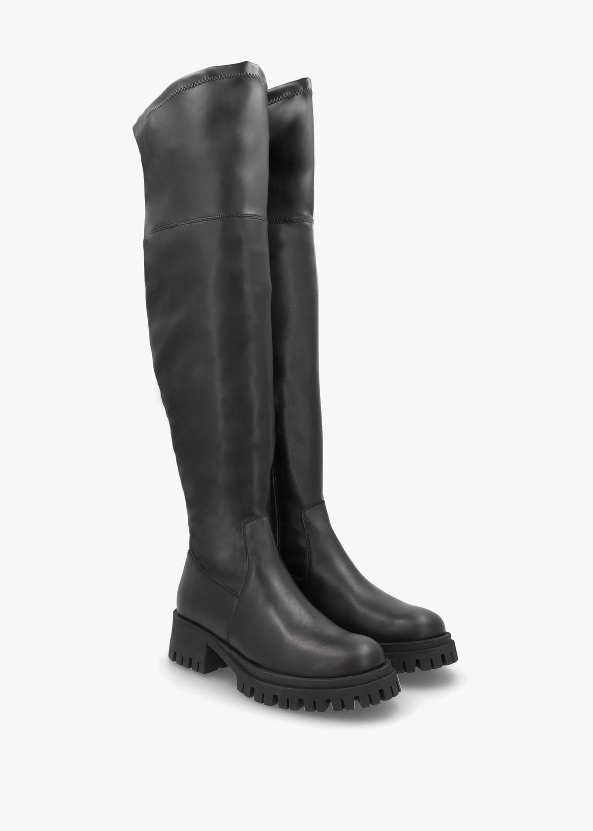 Larisa Black Leather Stretch Over The Knee Boots