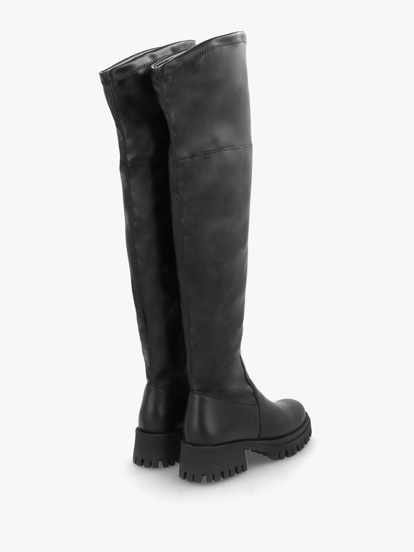 Larisa Black Leather Stretch Over The Knee Boots