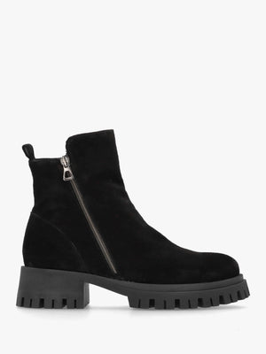 Lagos Black Suede Chunky Low Block Heel Ankle Boots