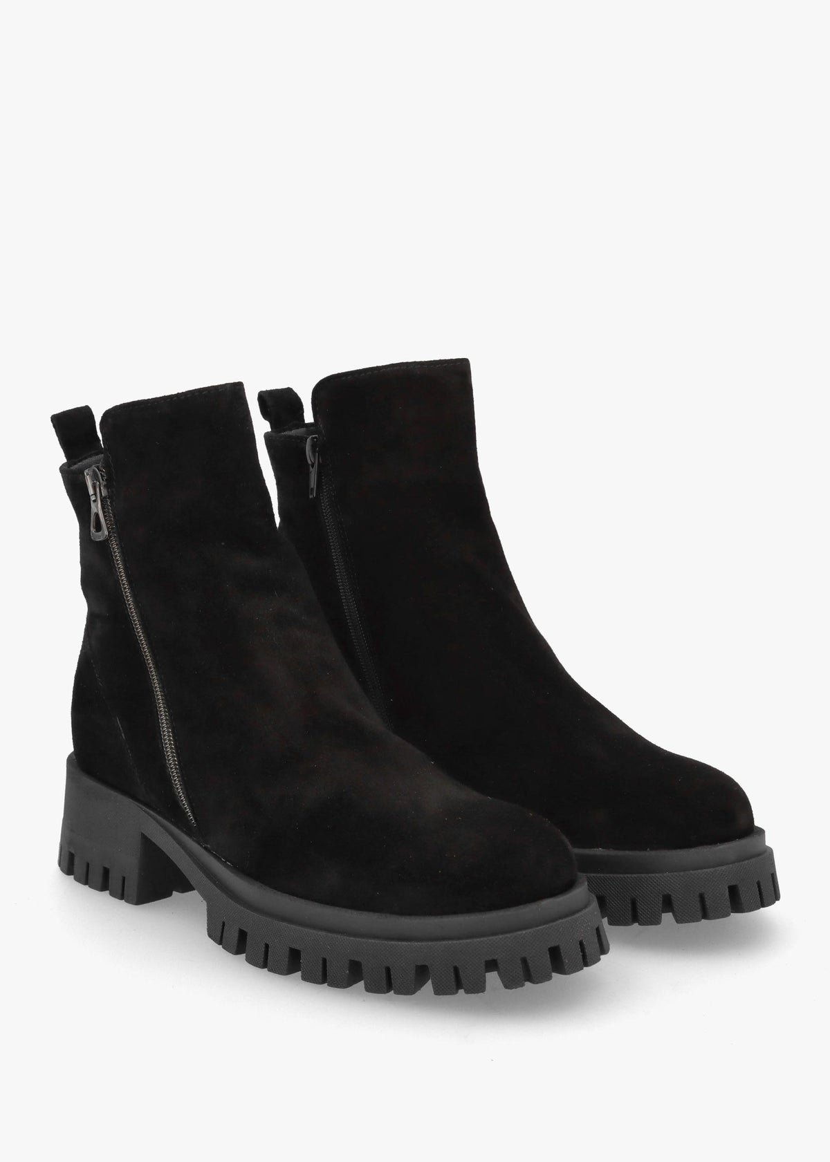 Lagos Black Suede Chunky Low Block Heel Ankle Boots