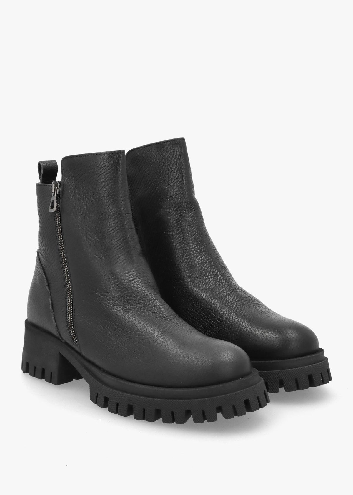 Lagos Black Leather Chunky Low Block Heel Ankle Boots
