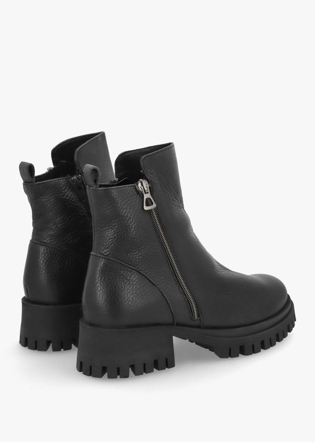 Lagos Black Leather Chunky Low Block Heel Ankle Boots