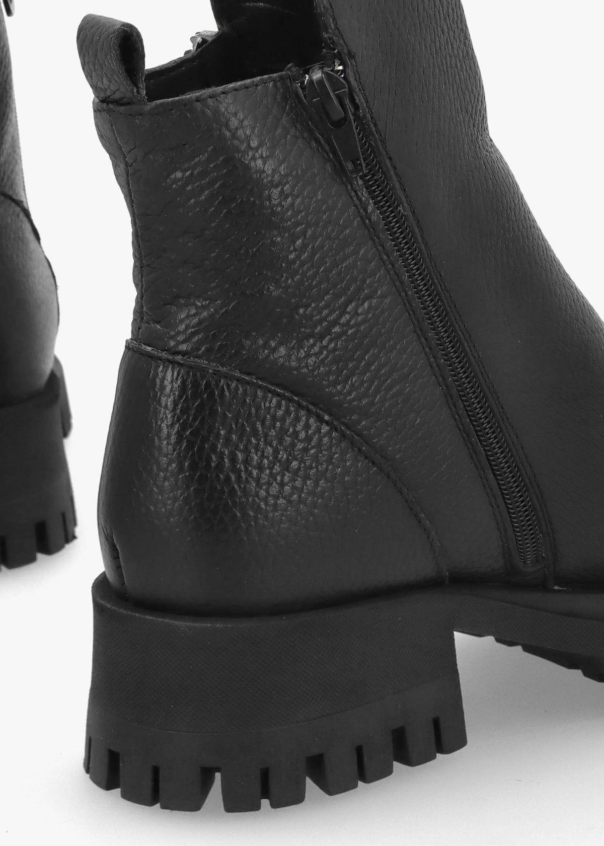 Lagos Black Leather Chunky Low Block Heel Ankle Boots
