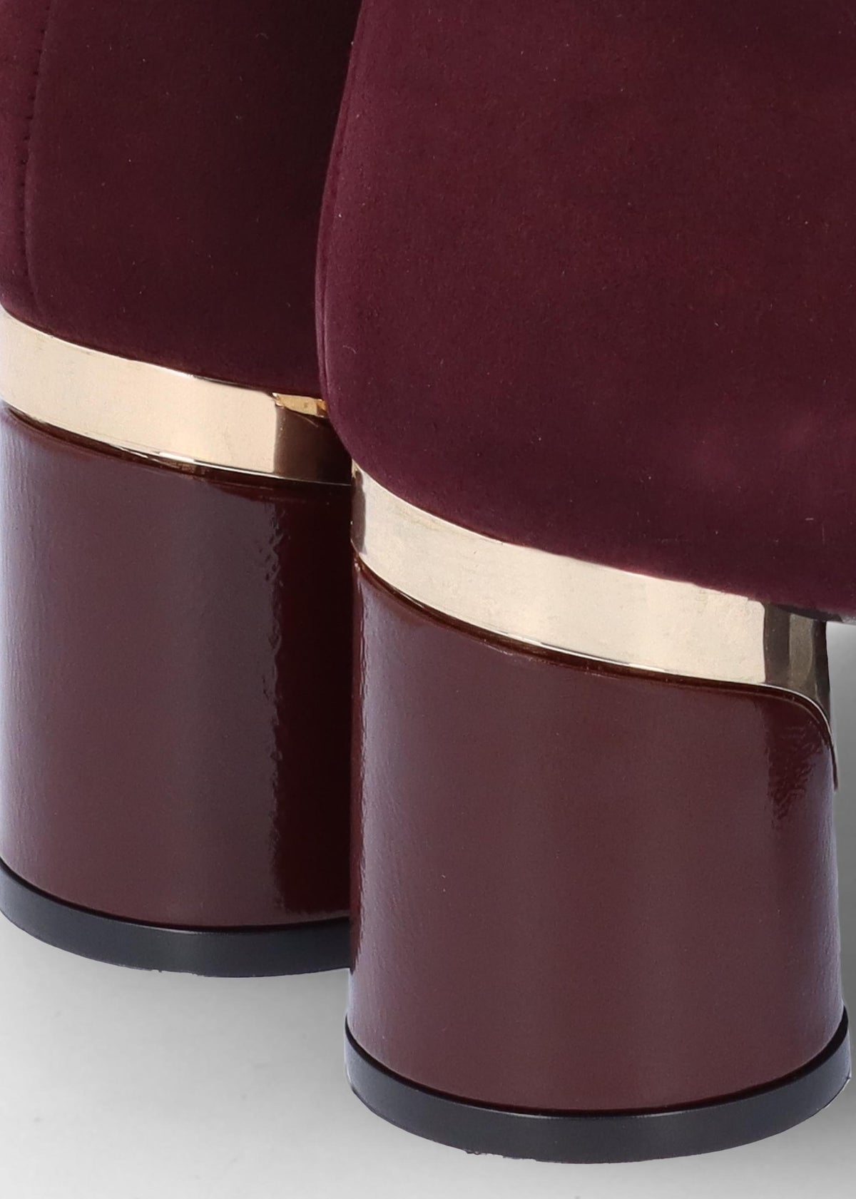 Penelope Burgundy Suede Gold Trim Heeled Ankle Boots