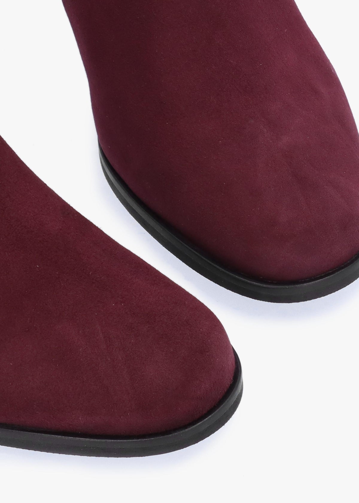 Penelope Burgundy Suede Gold Trim Heeled Ankle Boots