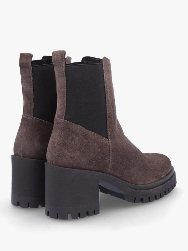 Luxor Grey Suede Block Heel Chelsea Boots