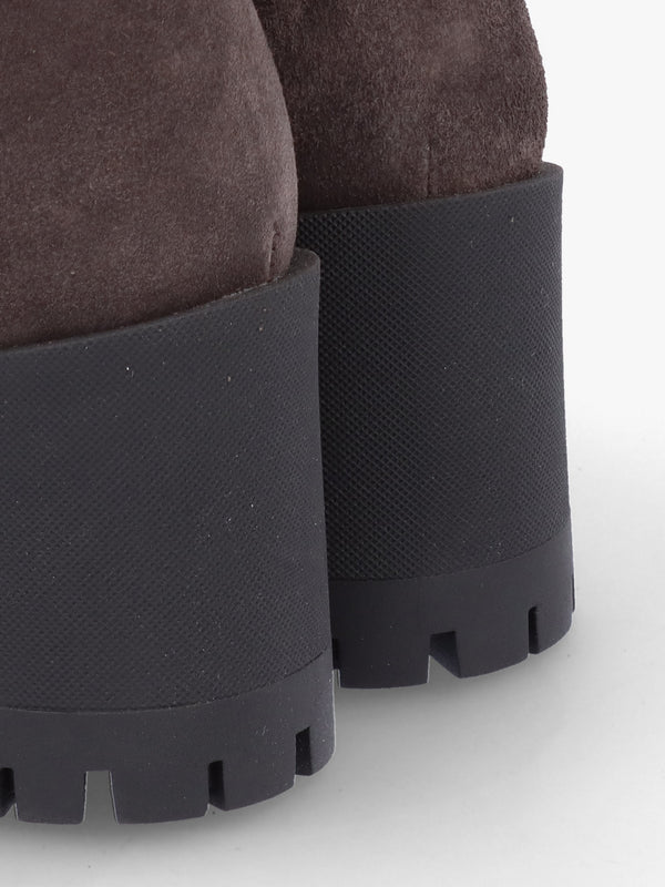 Luxor Grey Suede Block Heel Chelsea Boots