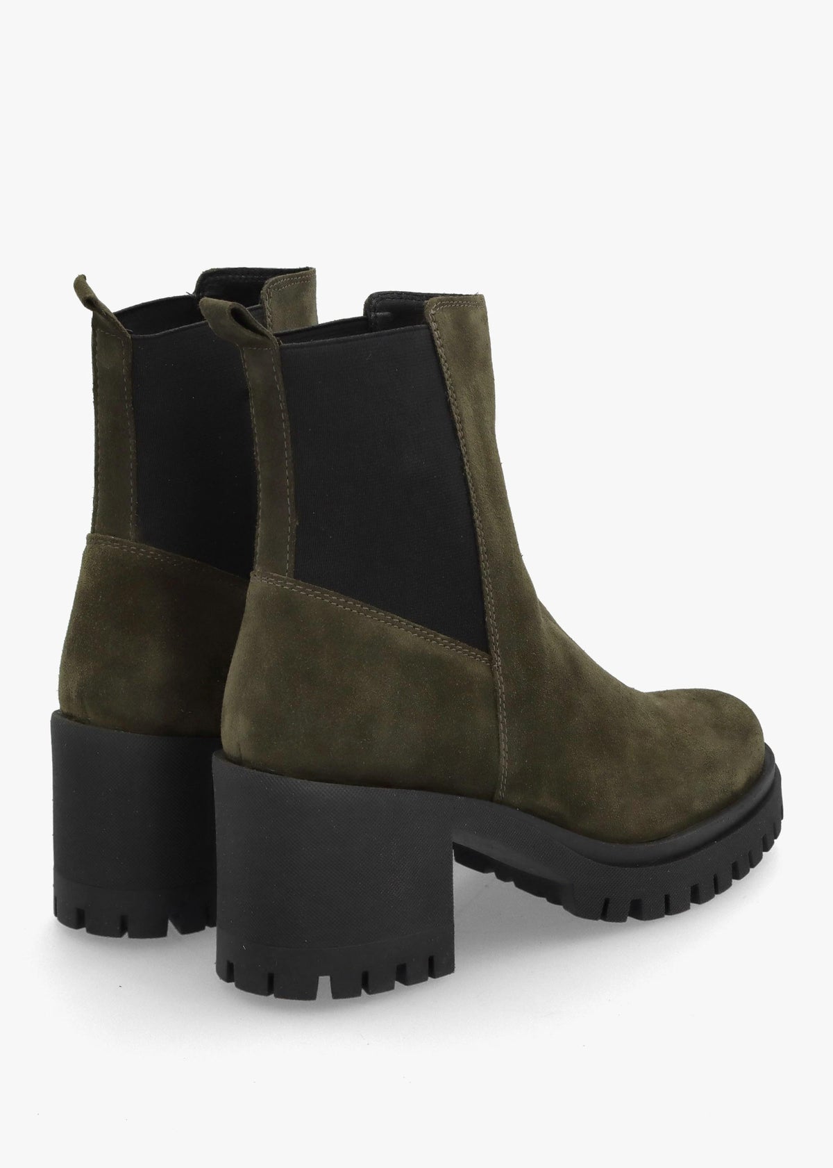 Luxor Green Suede Block Heel Chelsea Boots