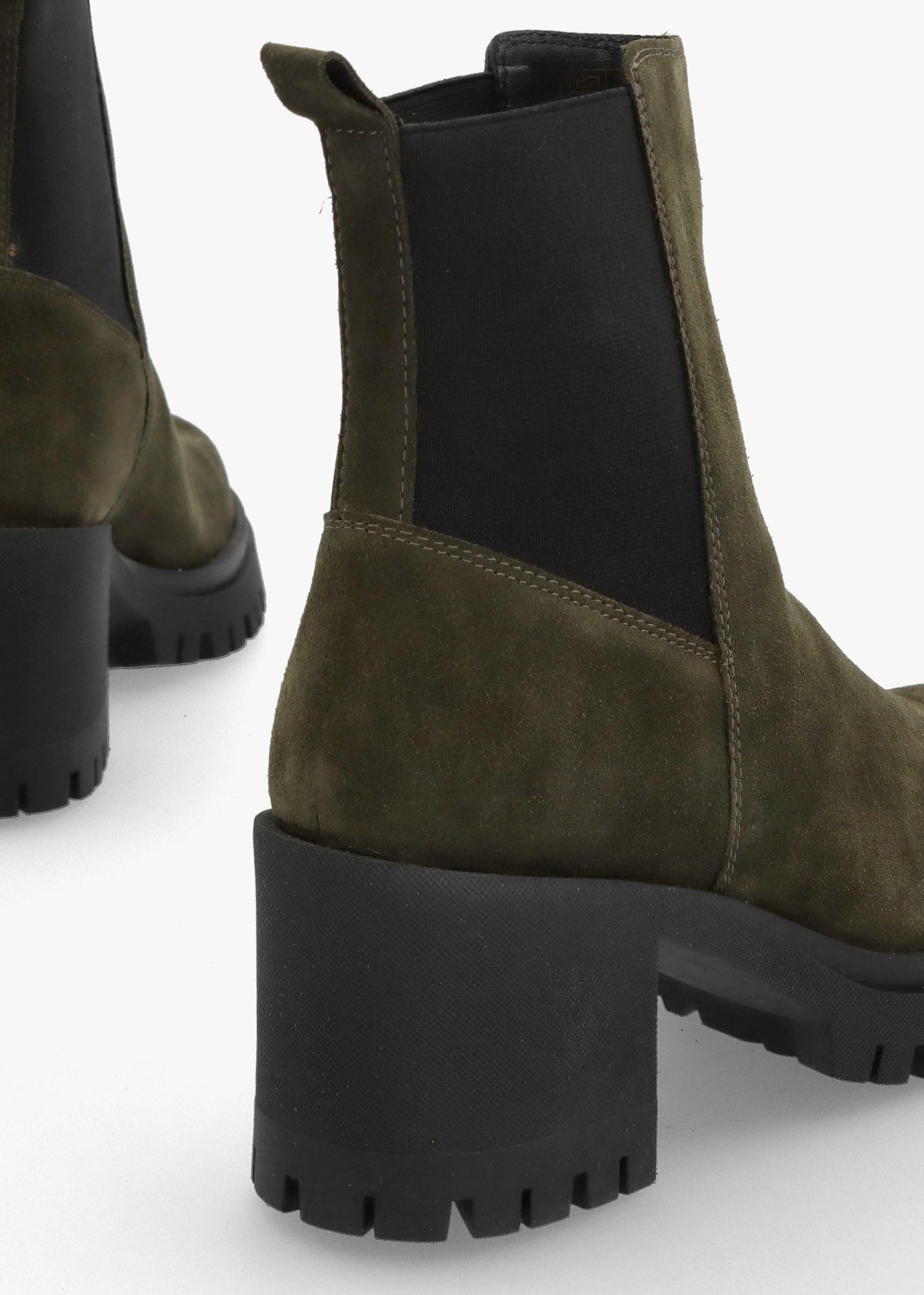 Luxor Green Suede Block Heel Chelsea Boots