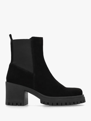 Luxor Black Suede Block Heel Chelsea Boots