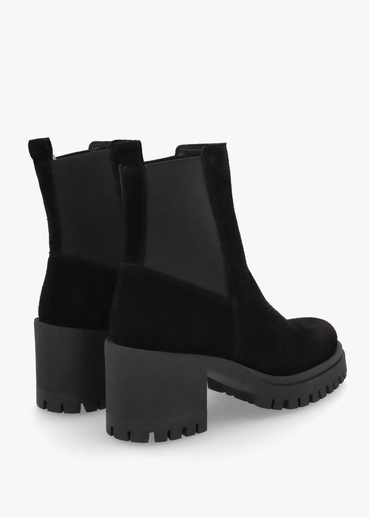 Luxor Black Suede Block Heel Chelsea Boots