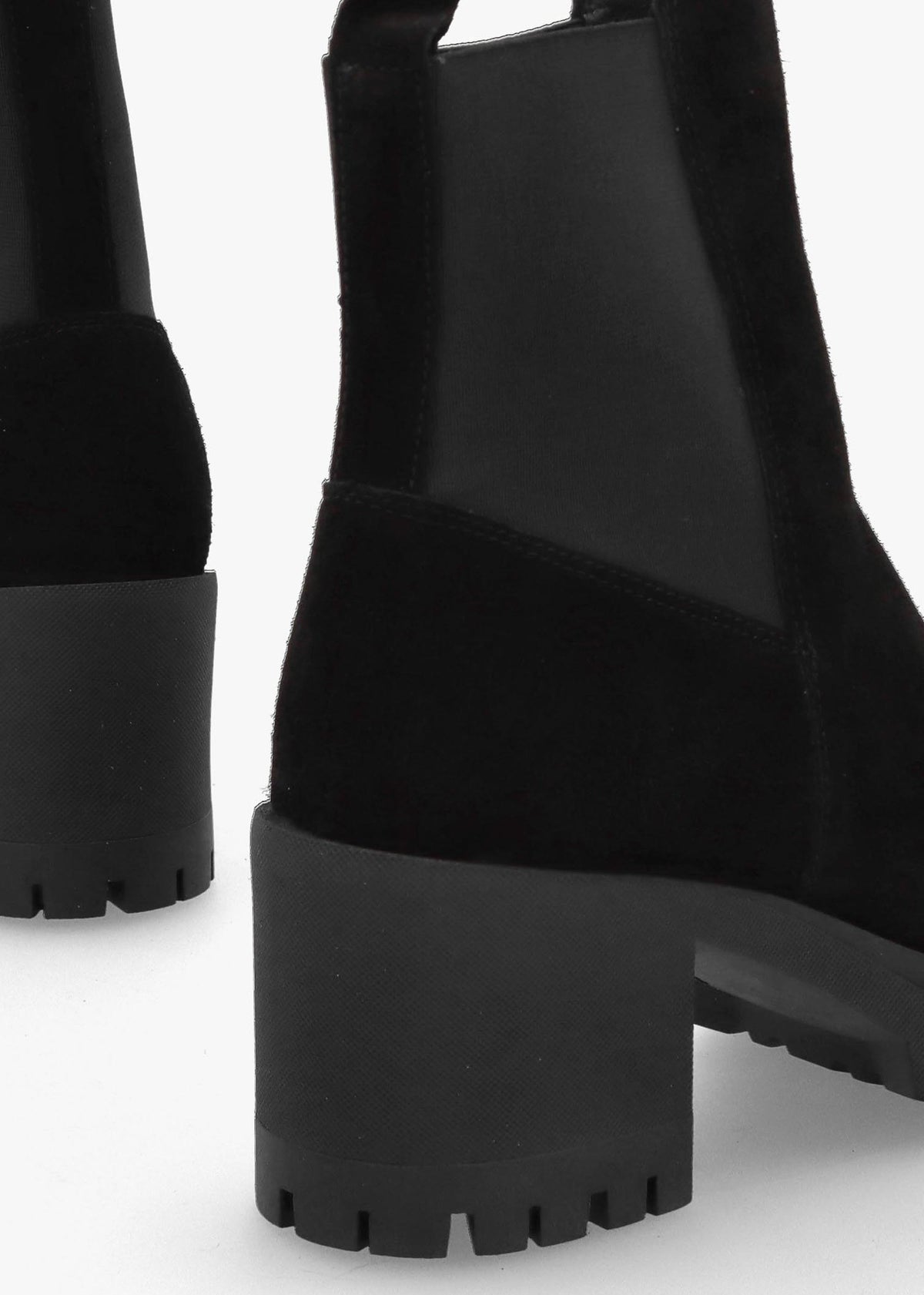 Luxor Black Suede Block Heel Chelsea Boots