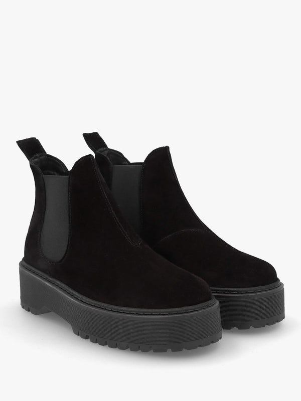 Lassi Black Suede Chunky Chelsea Boots