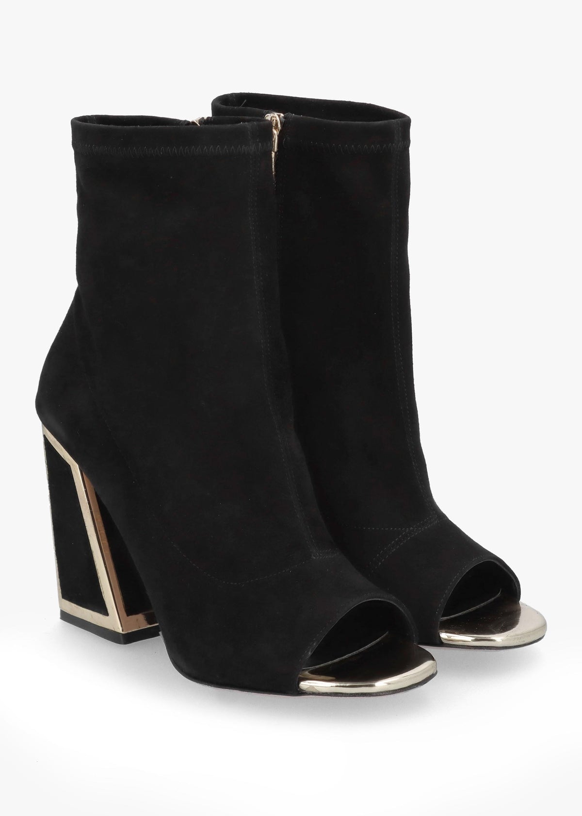 Piper Black Suede Open Toe Heeled Shoe Boots