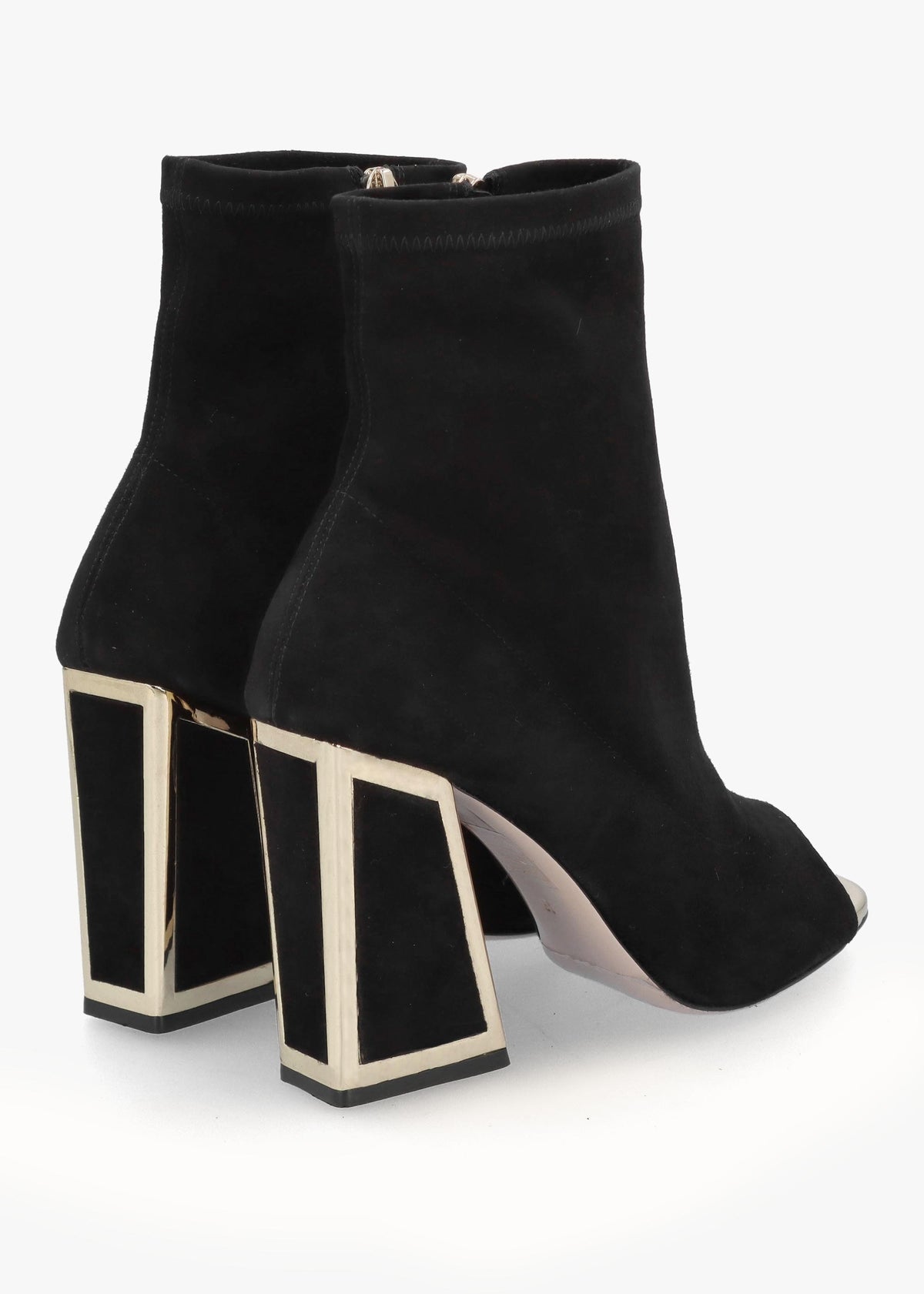 Piper Black Suede Open Toe Heeled Shoe Boots