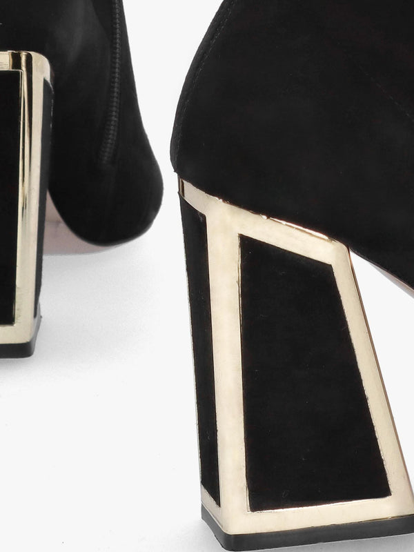 Piper Black Suede Open Toe Heeled Shoe Boots